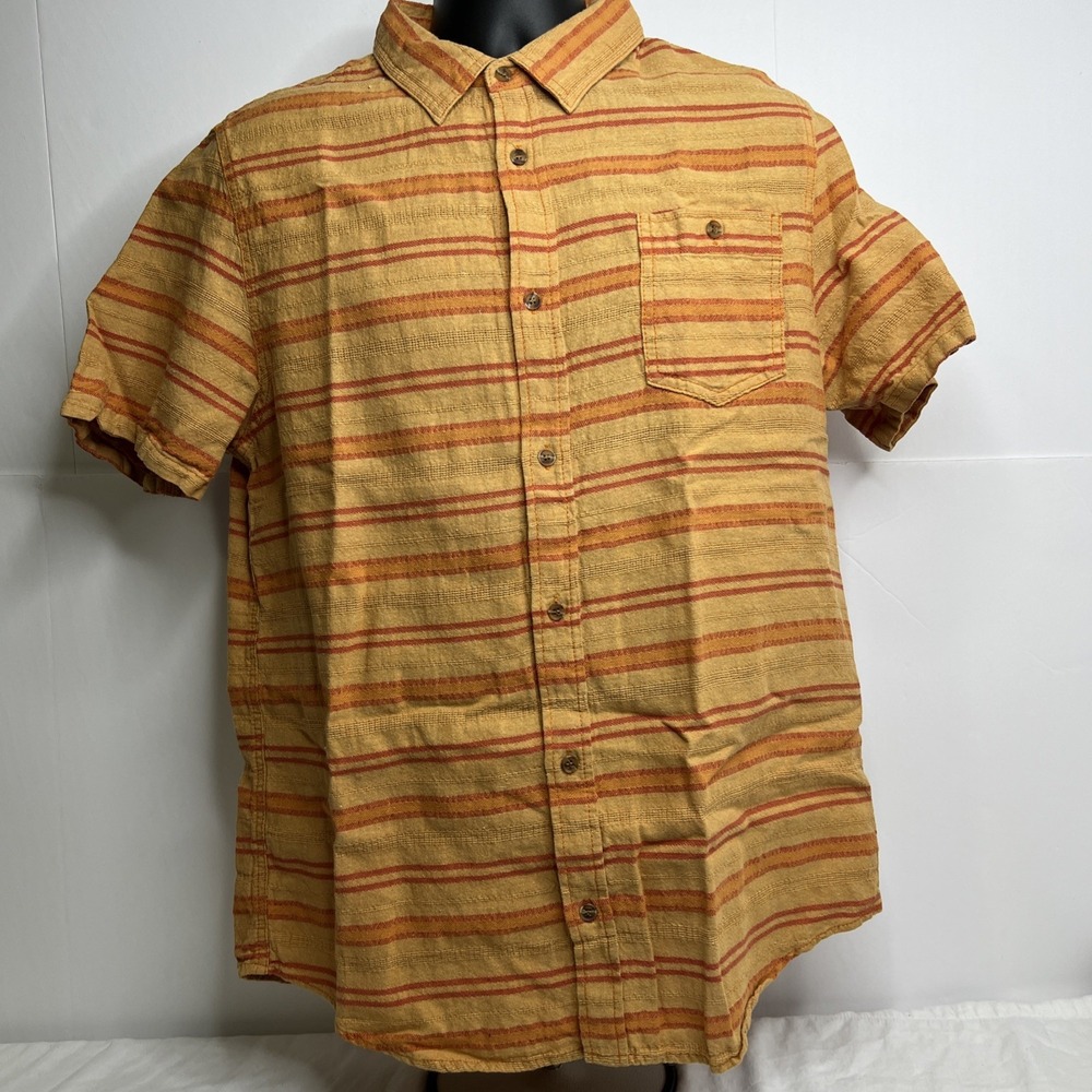Threads 4 Thought Polo Shirt Orange Stripe Summer Short Sleeve Mens‎ XL